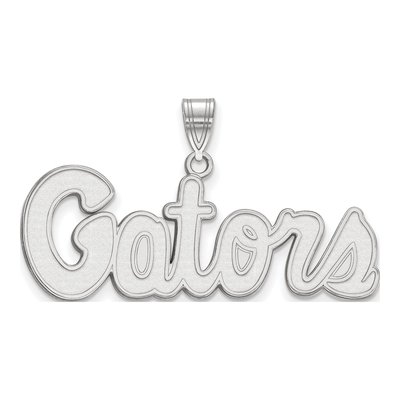 University of Florida 10K White Gold Gators Script Medium Pendant