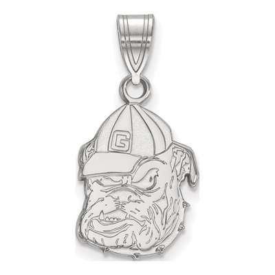 University of Georgia 10K White Gold Bulldog Medium Pendant