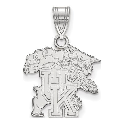 University of Kentucky 10K White Gold U-K Wildcat Medium Pendant