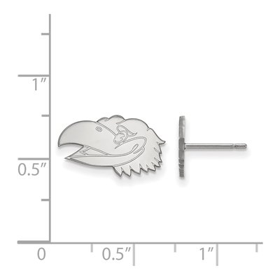 University of Kansas 10K White Gold Jayhawk Extra Small Stud Earrings – view 2