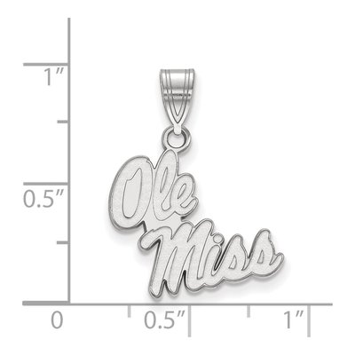 University of Mississippi 10K White Gold Ole Miss Medium Pendant – view 2