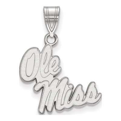 University of Mississippi 10K White Gold Ole Miss Medium Pendant