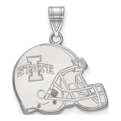 Iowa State University 10K White Gold Medium Cyclones Football Helmet Pendant
