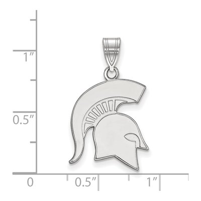 Michigan State University 10K White Gold Spartan Large Pendant – view 2
