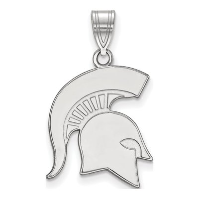 Michigan State University 10K White Gold Spartan Large Pendant