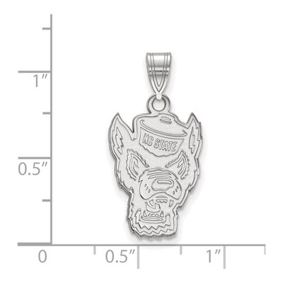 North Carolina State University 10K White Gold Wolf Large Pendant – view 2