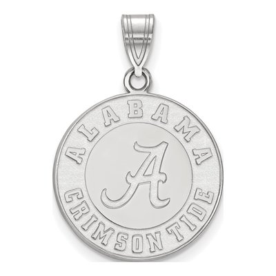 University of Alabama 10K White Gold Crimson Tide Large Disc Pendant
