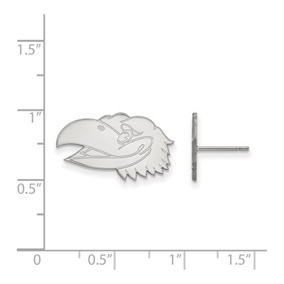 University of Kansas 10K White Gold Jayhawk Small Stud Earrings – view 2