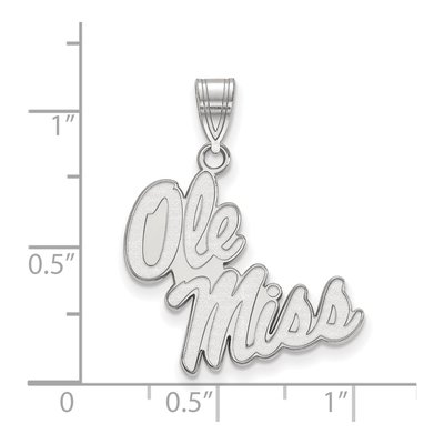University of Mississippi 10K White Gold Ole Miss Large Pendant – view 2