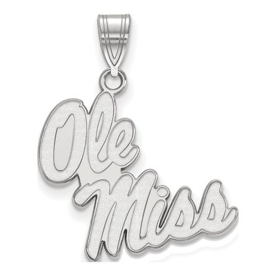 University of Mississippi 10K White Gold Ole Miss Large Pendant