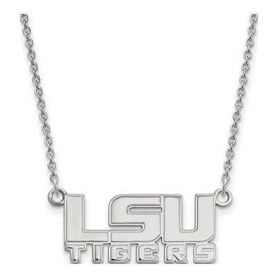 Louisiana State University 10K White Gold L-S-U Tigers Small Necklace