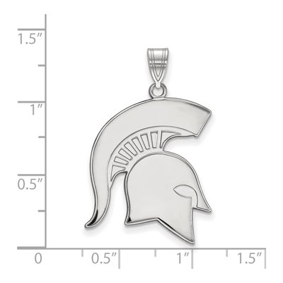 Michigan State University 10K White Gold Spartan Extra Large Pendant – view 2