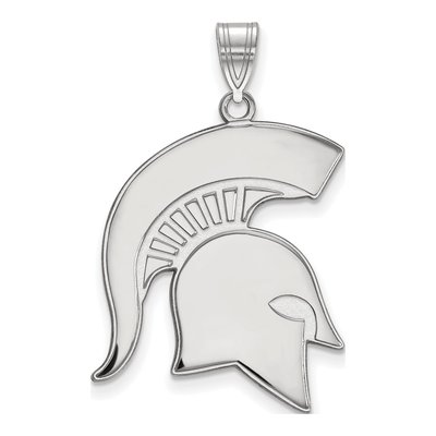 Michigan State University 10K White Gold Spartan Extra Large Pendant