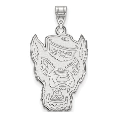 North Carolina State University 10K White Gold Wolf Extra Large Pendant