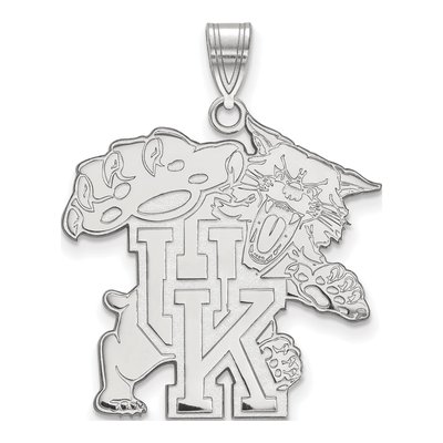 University of Kentucky 10K White Gold U-K Wildcat Extra Large Pendant