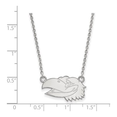 University of Kansas 10K White Gold Small Jayhawk Necklace – view 2
