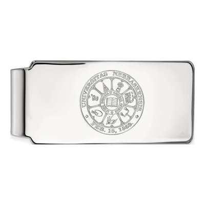 10K White Gold Logoart University Of Nebraska Crest Money Clip