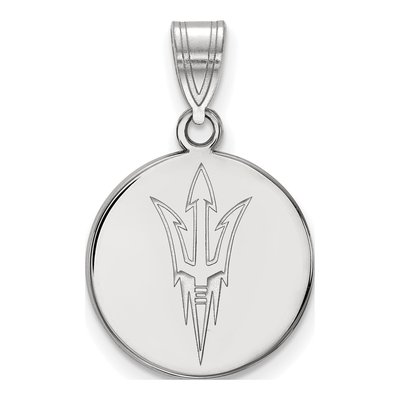 Arizona State University 10K White Gold Pitchfork Medium Disc Pendant