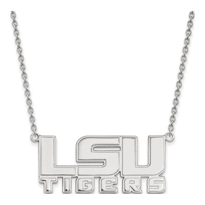 Louisiana State University 10K White Gold L-S-U Tigers Large Necklace