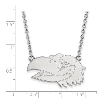 University of Kansas 10K White Gold Jayhawk Large Necklace – view 2