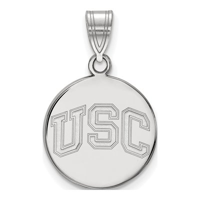 University of Southern California 10K White Gold U-S-C Medium Disc Pendant