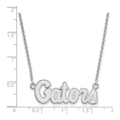 University of Florida 10K White Gold Gators Script Small Necklace – view 2