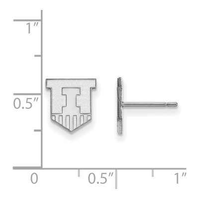 University of Illinois 10K White Gold Victory Badge Extra Small Stud Earrings – view 2