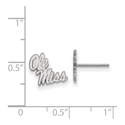 University of Mississippi 10K White Gold Ole Miss Extra Small Stud Earrings – view 2