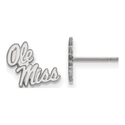 University of Mississippi 10K White Gold Ole Miss Extra Small Stud Earrings
