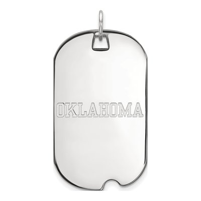 University of Oklahoma 10K White Gold Large Dog Tag Pendant