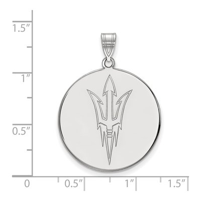 Arizona State University 10K White Gold Pitchfork Extra Large Disc Pendant – view 2