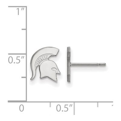 Michigan State University 10K White Gold Spartan Extra Small Stud Earrings – view 2