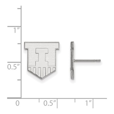 University of Illinois 10K White Gold Victory Badge Stud Earrings – view 2
