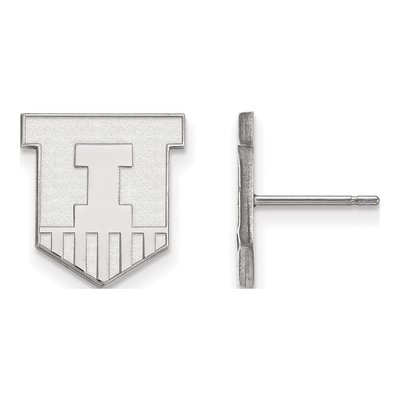 University of Illinois 10K White Gold Victory Badge Stud Earrings