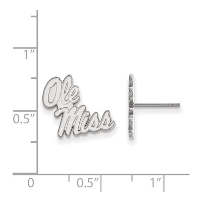 University of Mississippi 10K White Gold Ole Miss Small Stud Earrings – view 2