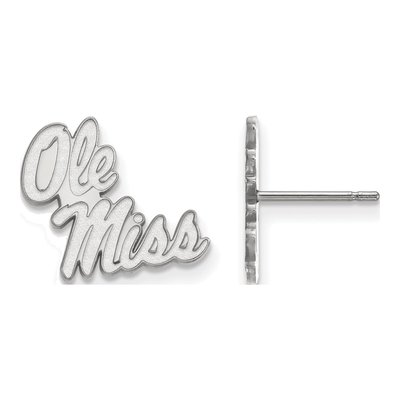University of Mississippi 10K White Gold Ole Miss Small Stud Earrings