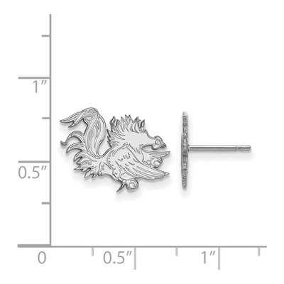 University of South Carolina 10K White Gold Gamecock Small Stud Earrings – view 2