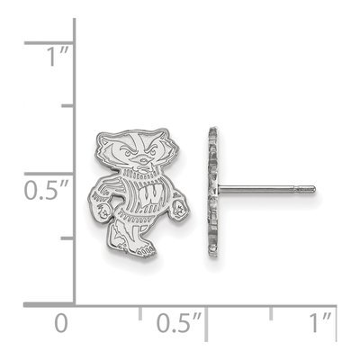 University of Wisconsin 10K White Gold Badger Small Stud Earrings – view 2