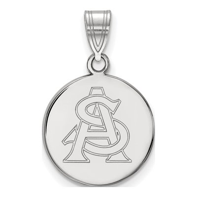 Arizona State University 10K White Gold A-S Medium Disc Pendant