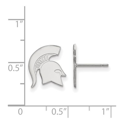 Michigan State University 10K White Gold Spartan Small Stud Earrings – view 2