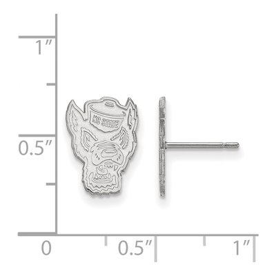 North Carolina State University 10K White Gold Wolf Small Stud Earrings – view 2