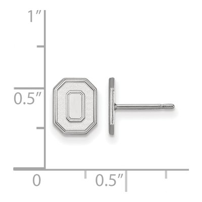 Ohio State University 10K White Gold Extra Small Letter O Stud Earrings – view 2