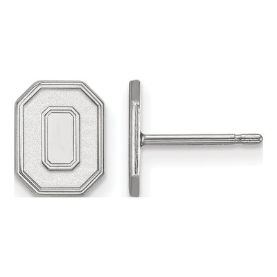 Ohio State University 10K White Gold Extra Small Letter O Stud Earrings