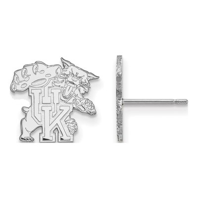 University of Kentucky 10K White Gold U-K Wildcat Small Stud Earrings