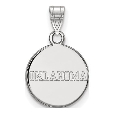 University of Oklahoma 10K White Gold Small Disc Pendant