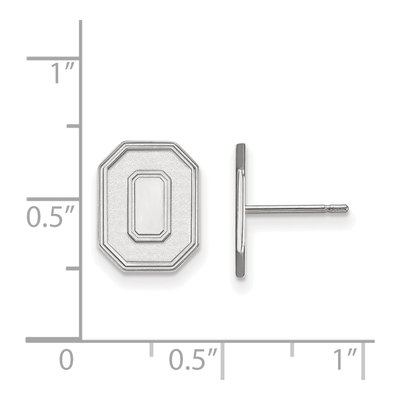 Ohio State University 10K White Gold Small Letter O Stud Earrings – view 2