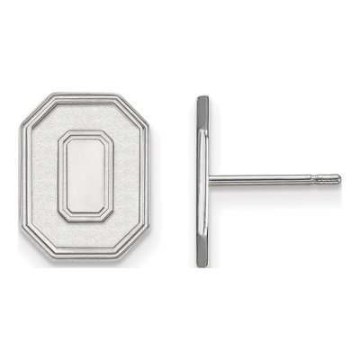 Ohio State University 10K White Gold Small Letter O Stud Earrings
