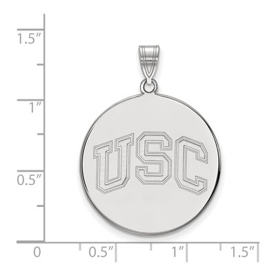 University of Southern California 10K White Gold U-S-C Extra Large Disc Pendant – view 2
