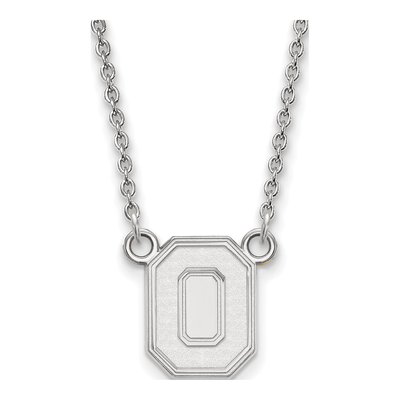 Ohio State University 10K White Gold Small Letter O Necklace