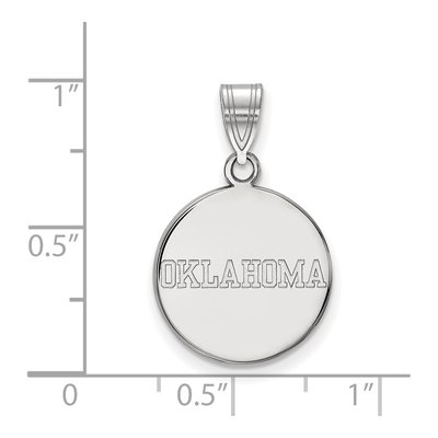University of Oklahoma 10K White Gold Medium Disc Pendant – view 2